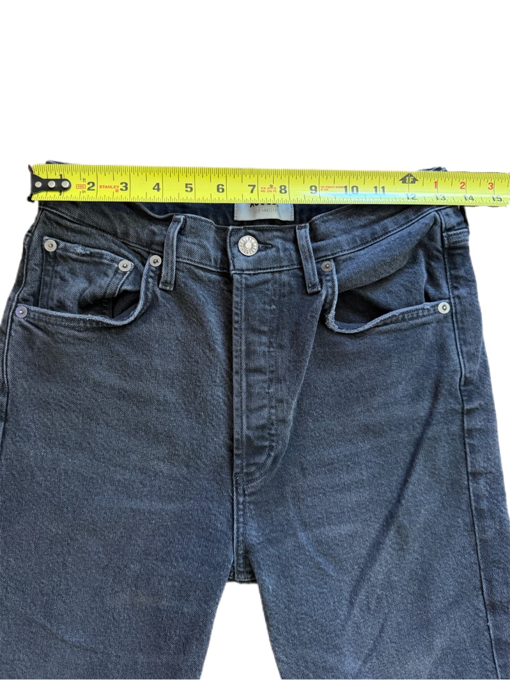Agolde Riley Crop High Rise Straight Stretch Grey 27 - Picture 10 of 14